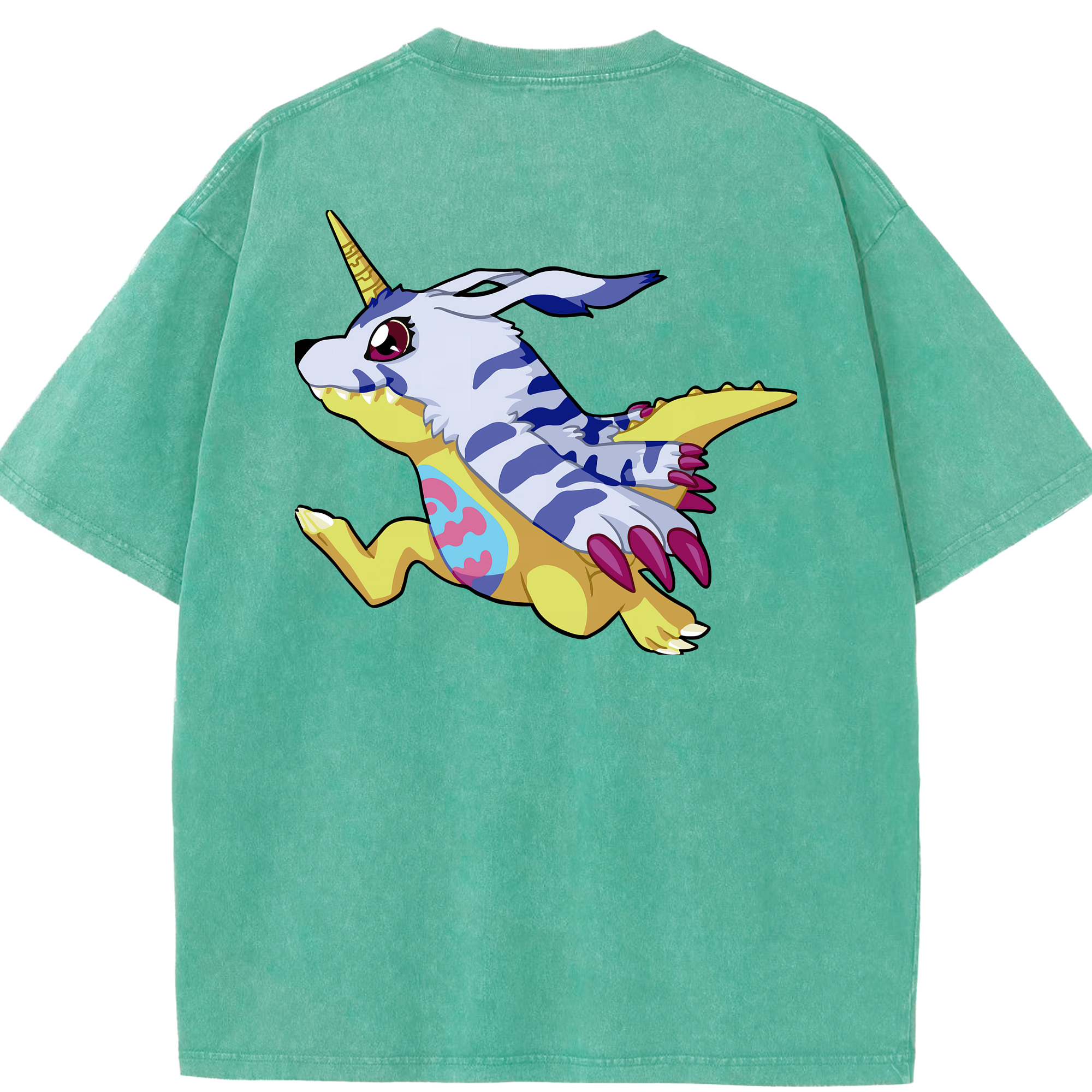 （画像用） Digimon デジタルモンスター/デジモン 綿100% ヴィンテージ風 半袖Tシャツ（背面プリント）